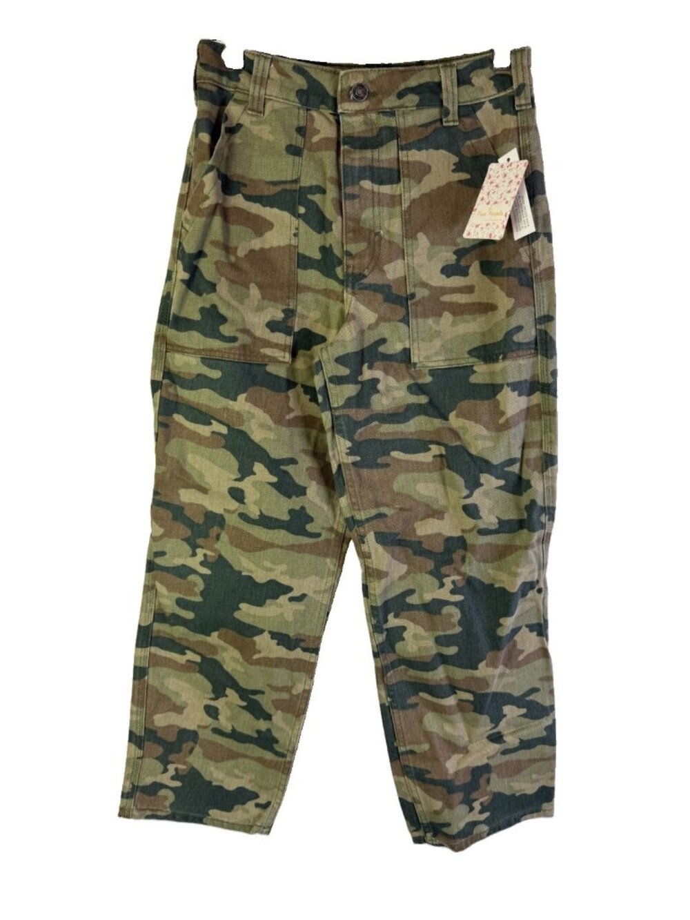 New Free People Remy Jeans Camo Camouflage Cropped Wide Leg